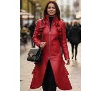 Infinity Leather Goth Leather High Collar Victorian Flare Tailcoat - Everly In Red Red