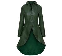 Infinity Leather Gothic Full Length Victorian Leather Coat - Vantaa In Green Green XXL
