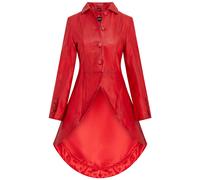 Infinity Leather Gothic Full Length Victorian Leather Coat - Vantaa In Red Red