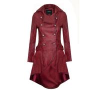 Infinity Leather Gothic Victorian Coat-Accra In Burgundy Burgundy