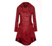 Infinity Leather Gothic Victorian Coat-Accra In Red Red