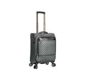 Infinity Leather Grey Cabin Suitcase 55 x 37 x 21 cm Soft Shell Luggage Travel Suitable for Easyjet, Ryanair, Jet 2 Paid Carry on