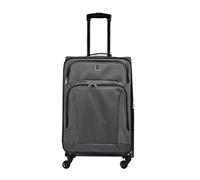 Infinity Leather Grey Lightweight Suitcases 4 Wheel Luggage Travel Cases Soft Bags Cabin Set