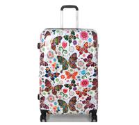 Infinity Leather Hard Shell 4 Wheel Suitcase Set Butterfly Print Luggage Cabin Travel Bag