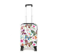 Infinity Leather Hard Shell 4 Wheel Suitcase Set Butterfly Print Luggage Cabin Travel Bag