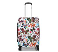 Infinity Leather Hard Shell 4 Wheel Suitcase Set Butterfly Print Luggage Cabin Travel Bag