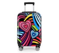 Printed Hard Shell Dual 4 Wheel Luggage Suitcase Infinity Leather Black Small