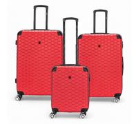 Infinity Leather Hard Shell Abs 8 Wheel Luggage Travel Cabin Holiday Bags Suitcase In Red Red Medium