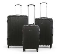 Infinity Leather Hard Shell Abs 8 Wheels Luggage Travel Cabin Suitcase In Black Black Large