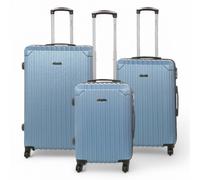Infinity Leather Hard Shell Abs 8 Wheels Luggage Travel Cabin Suitcase In Blue Blue Medium
