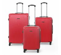 Infinity Leather Hard Shell Abs 8 Wheels Luggage Travel Cabin Suitcase In Red Red Large
