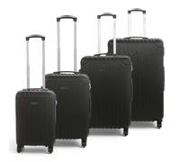 Infinity Leather Hard Shell Abs 8 Wheels Luggage Travel Cabin Suitcase Set In Black Black