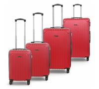 Infinity Leather Hard Shell Abs 8 Wheels Luggage Travel Cabin Suitcase Set In Red Red