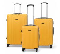 Infinity Leather Hard Shell Abs 8 Wheels Luggage Travel Cabin Suitcase Set In Yellow Yellow