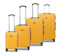 Infinity Leather Hard Shell Abs 8 Wheels Luggage Travel Cabin Suitcase Set In Yellow Yellow One Size