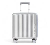 Infinity Leather Hard Shell Cabin 44 x 22 x 38 cm TSA Secure Luggage Suitcase Suitable for Easyjet, Ryanair in Silver Infinity Leather Silver Cabin