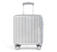 Infinity Leather Hard Shell Cabin 44 X 22 X 38 Cm Tsa Secure Luggage Suitcase Suitable For Easyjet, Ryanair In Silver Silver Cabin