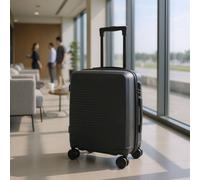 Infinity Leather Hard Shell Cabin 48 X 37 X 20 Cm Luggage Suitcase Suitable For Easyjet, Ryanair In Black Black Cabin