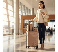 Infinity Leather Hard Shell Cabin 48 x 37 x 20 cm Secure Luggage Suitcase - Belgium in Gold Infinity Leather Gold Cabin