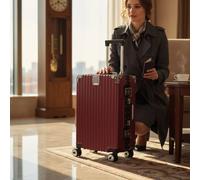 Infinity Leather Hard Shell Cabin Suitcase 36 X 24 X 56 Cm Luggage Inspired By Rimowa Red