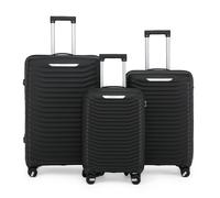 Infinity Leather Hard Shell Classic Suitcase 8 Wheel Cabin TSA Luggage Case Holiday Travel in Black | Size: Medium Infinity Leather Black Medium