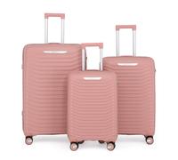 Infinity Leather Hard Shell Classic Suitcase 8 Wheel Cabin TSA Luggage Case Holiday Travel in Pink | Size: Small Infinity Leather Pink Small