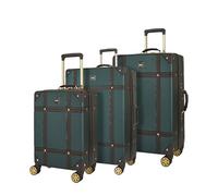 Infinity Leather Hard Shell Green Luggage Suitcase Set Including Cabin Medium Large