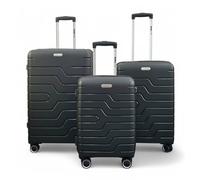 Infinity Leather Hard Shell Pp Dual 4 Wheels Luggage Travel Cabin Holiday Suitcase In Black Black Large