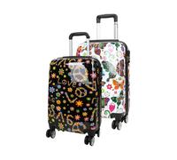 Infinity Leather Hard Shell Printed 4 Wheel Travel Cabin Luggage Suitcase Infinity Leather Multicolor