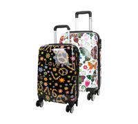 Infinity Leather Hard Shell Printed 4 Wheel Travel Cabin Luggage Suitcase Multi