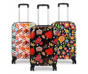 Infinity Leather Hard Shell Printed Cabin 55 X 36 X 20 Cm Pp Suitcase Luggage Suitable For Easyjet, Ryanair In Rose Gold Rose Gold