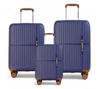 Infinity Leather Hard Shell Strong Suitcase 8 Wheel Cabin Luggage Holiday Travel Case In Blue Blue