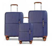 Infinity Leather Hard Shell Strong Suitcase 8 Wheel Cabin Luggage Holiday Travel Case in Blue | Size: Large Infinity Leather Blue Large