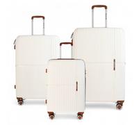 Infinity Leather Hard Shell Strong Suitcase 8 Wheel Cabin Luggage Holiday Travel Case In White White Large