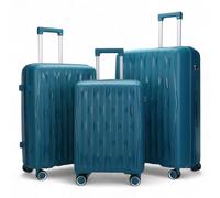Infinity Leather Hard Shell Strong Suitcase 8 Wheel Cabin Tsa Luggage Case Holiday Travel In Blue Blue Small