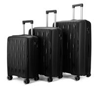 Infinity Leather Hard Shell Strong Suitcase Set 8 Wheel Cabin Tsa Luggage Case Holiday Travel In Black Black
