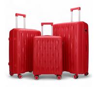 Infinity Leather Hard Shell Strong Suitcase Set 8 Wheel Cabin TSA Luggage Case Holiday Travel in Red Infinity Leather Red