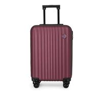 Infinity Leather Hard Shell Suitcase Carry On Hand Cabin Luggage with 4 Spinner Wheels Lightweight Durable (Burgundy, S(56cm 40L))