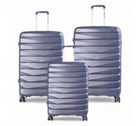 Infinity Leather Hard Shell TSA Smoke Strong Suitcase 8 Wheel Cabin Luggage Holiday Travel Case in Blue | Size: Small Infinity Leather Blue Small