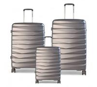 Infinity Leather Hard Shell Tsa Smoke Strong Suitcase Set 8 Wheel Cabin Luggage Holiday Travel Case In Grey Grey One Size