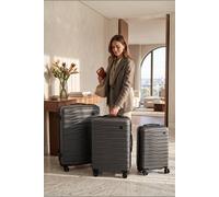 Infinity Leather Hardshell 8 Wheel Luggage Case Bag Suitcase - Vespera In Dark Grey Dark Grey