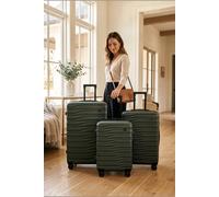 Infinity Leather Hardshell 8 Wheel Luggage Case Bag Suitcase - Vespera In Green Green
