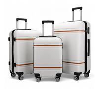 Infinity Leather Hardshell Cabin Suitcase Robust Abs Lightweight Luggage Holiday Bag In Beige Beige Large
