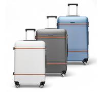 Infinity Leather Hardshell Cabin Suitcase Robust Abs Lightweight Luggage Holiday Bag In Blue Blue
