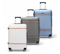 Infinity Leather Hardshell Cabin Suitcase Robust ABS Lightweight Luggage Holiday Bag in Blue Infinity Leather Blue