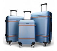 Infinity Leather Hardshell Cabin Suitcase Set Robust Abs Lightweight Luggage Holiday Bag In Blue Blue One Size