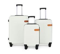 Infinity Leather Hardshell Cabin Suitcase Set Robust ABS Lightweight Luggage Holiday Bag in Cream Infinity Leather Cream