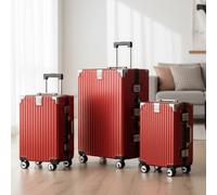 Infinity Leather Hardshell Rimowa Inspired 8 Wheel Abs Luggage Hard Shell Suitcase Set Red