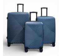 Infinity Leather Hardshell Suitcase Robust 8 Wheel Cabin Luggage Case - Austria In Blue Blue