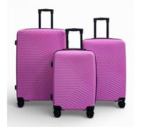 Infinity Leather Hardshell Suitcase Robust 8 Wheel Cabin Luggage Case - Austria In Pink Pink Large